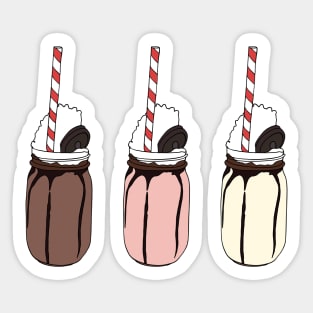 Milkshake Illustration Pack Chocolate, Strawberry Vanilla Shake Sticker